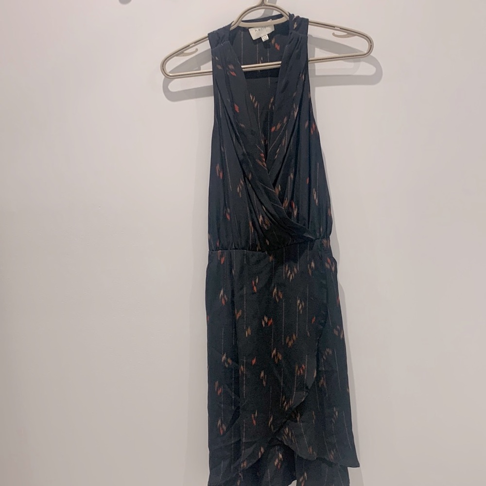 Silk wrap style dress with racer back and pockets!